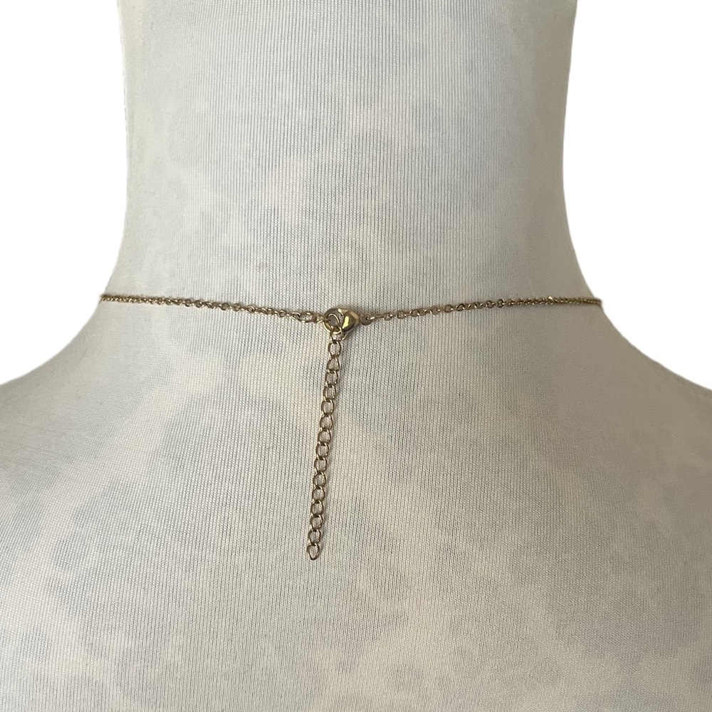 Peach Crystal Butterfly Pendant Necklace ✨ Gold Tone Chain | Fairycore - Picture 2 of 7